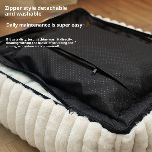 KFX-1759037 Comfortable Removable Square Pet Bed for Dogs - Available in White and Gray, Multiple Sizes