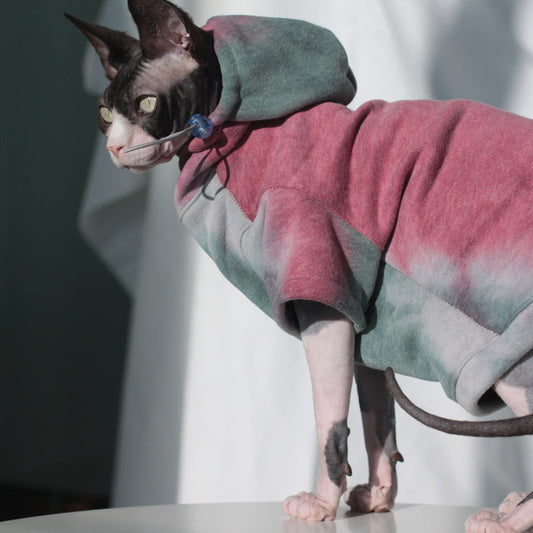 KFX-1769789 Hooded Tie-Dye Sweater for Pets - Cotton Warmth for Cats and Dogs in Autumn/Winter
