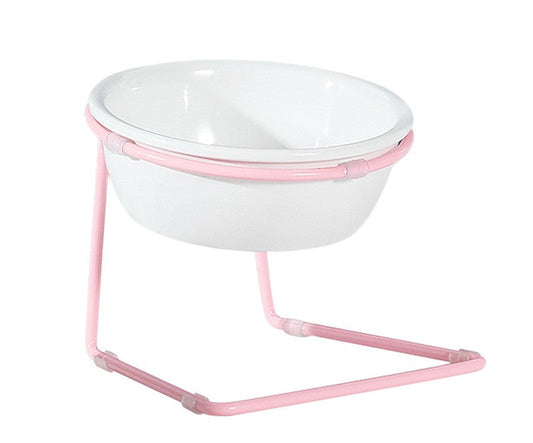 KFX-1780413 Elegant Pet Dining Table with Melamine Bowl and Iron Bracket - Compact Design for Cats and Small Dogs