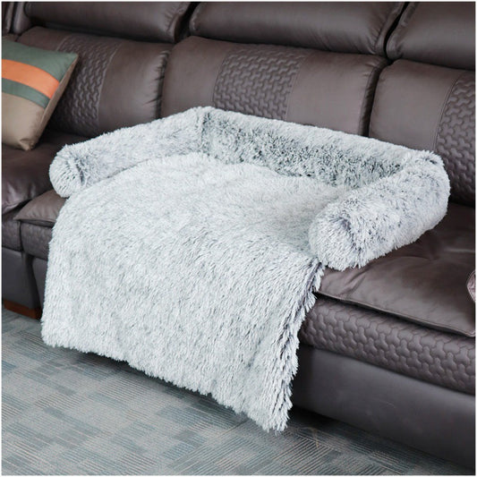 KFX-1791805 Dual Use Plush Dog Blanket for Kennel or Sofa Bed - Sizes S, M, L in Powder Gray and Coffee
