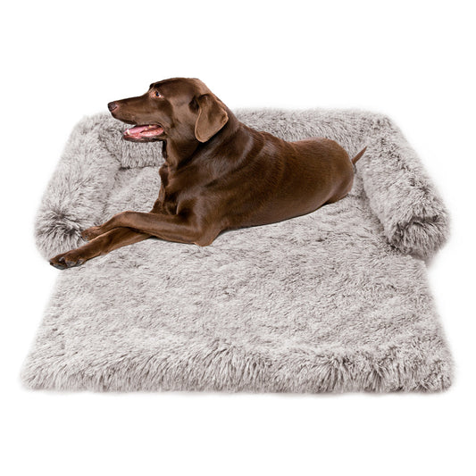 KFX-1791805 Dual Use Plush Dog Blanket for Kennel or Sofa Bed - Sizes S, M, L in Powder Gray and Coffee
