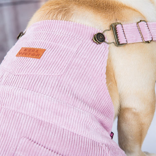 KFX-1799869 Spring and Summer Corduroy Pet Suspenders in Beige, Light Blue, and Light Pink