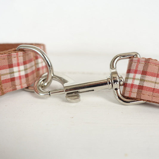 KFX-1801277 Comfortable Plaid Dog Leash with Traction Belt - Orange Lattice Design, Available in Multiple Sizes