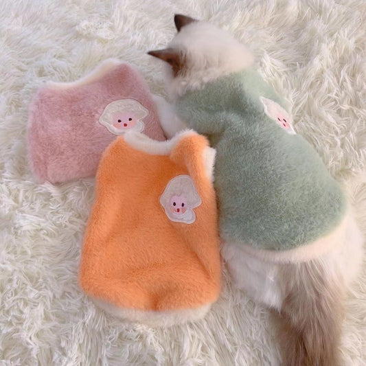 KFX-1803837 Fluffy Rabbit Plush Vest Jacket for Dogs in Multiple Colors and Sizes