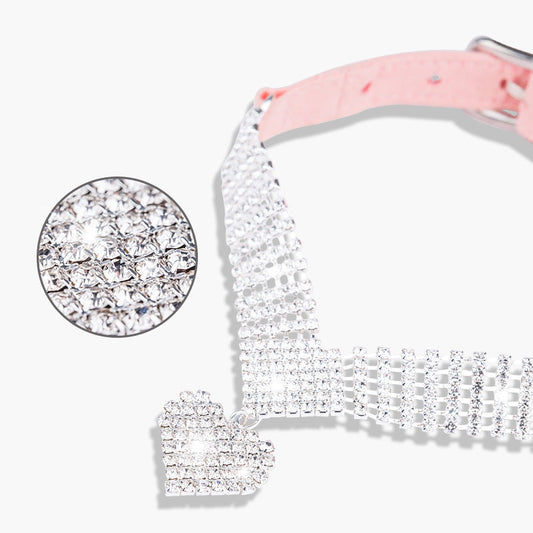 KFX-1805245 Soft Suede Diamond Cat Collar in Pink or Purple with Adjustable Size