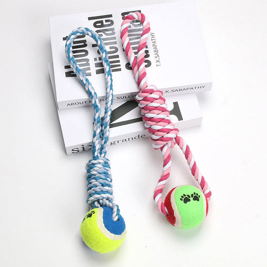 KFX-1825341 Durable Cotton String Dog Toy for Medium to Large Dogs - 38cm in Red, White, and Blue
