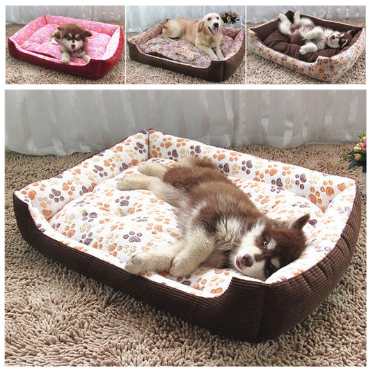 KFX-1834301 Cozy Flannel and Corduroy Pet Nest Bed for Cats and Dogs - XXS Size 45*31*15cm