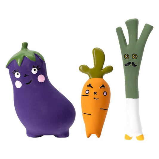 KFX-1837501 Vegetable Dog Chew Toys - Cartoon Onion & Eggplant Teething Latex Toy for Puppies