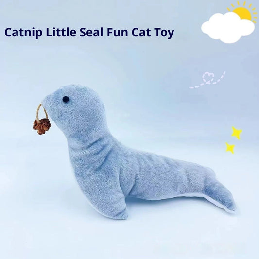 KFX-1843261 Cat Plush Sea Lion Toy with Bell Sound, Catnip & Dental Grinding Features