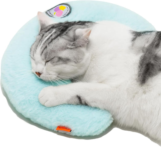 KFX-1845437 Orthopedic U-Shaped Cat Pillow for Joint Relief and Comfortable Sleep, 10.6x9.8 Inch Fluffy Support in Blue
