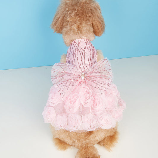 KFX-1846333 Elegant Dog Wedding Dress Skirt in White and Pink, XS-XL, Polyester Material, Perfect for Special Occasions
