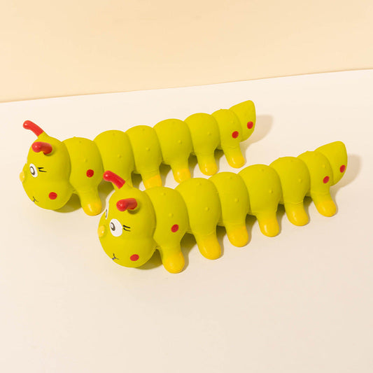 KFX-1849021 Caterpillar Rubber Dog Chew Toy for Small to Medium Dogs - Interactive Anxiety Relief Toy