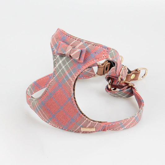 KFX-1865021 Stylish Cotton Fabric Dog Leash with Chest Strap for Small to Medium Breeds