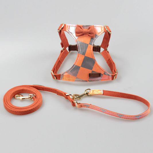 KFX-1865021 Stylish Cotton Fabric Dog Leash with Chest Strap for Small to Medium Breeds