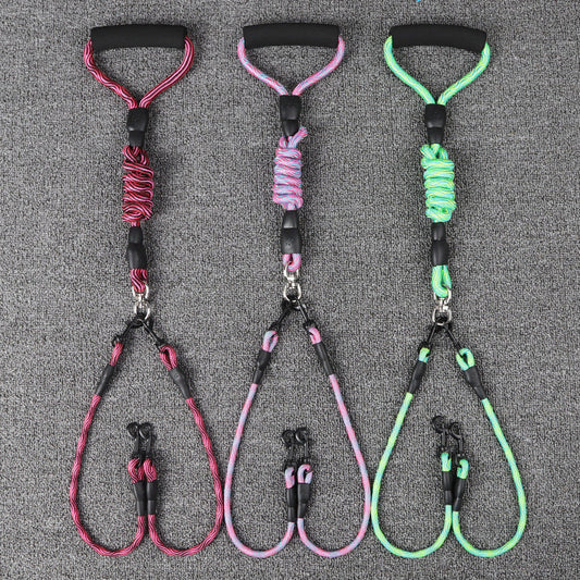 KFX-1872573 Wave Pattern Detachable Traction Rope for Pets - Anti-Winding Nylon Design in Pink, Green, and Rose Red