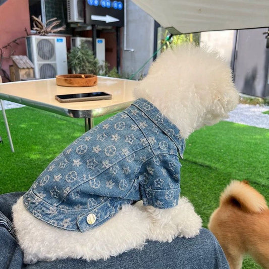 KFX-1876925 Trendy Denim Jacket for Dogs - Cotton Coat in Multiple Sizes