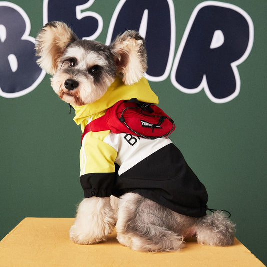 KFX-1894205 Waterproof Dog Raincoat Jacket in Red and Yellow - Lightweight Polyester, Multiple Sizes Available
