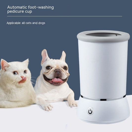 KFX-1897661 Automatic Pet Paw Cleaning Cup for Dogs and Cats – Electric Foot Washing Device in White and Blue
