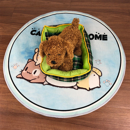 KFX-1917117 Pet Wear-Resistant Non-Slip Crawling Mat for Pets - Flannel Crystal Soft Fabric - Available in Cartoon Designs and Multiple Sizes