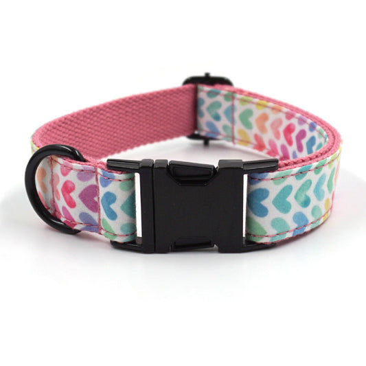 KFX-1922621 Pink Polyester Pet Collar and Traction Rope Bow Set for Comfortable Walks