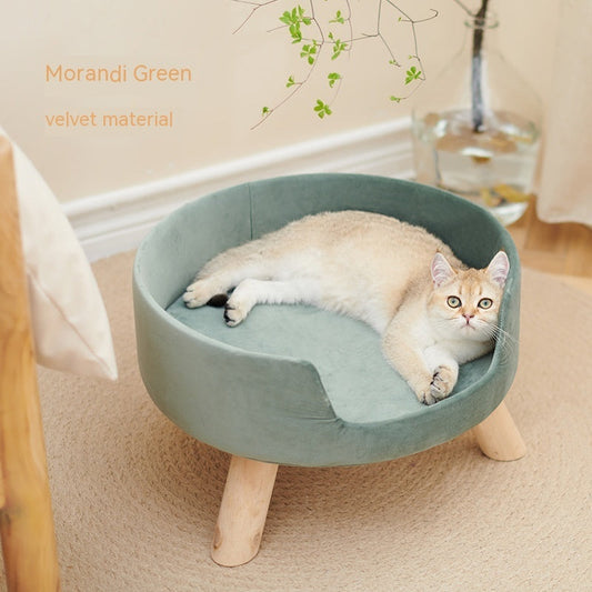 KFX-1922877 Cozy Semi-Enclosed Solid Wood Cat Nest for Warm Winter Comfort