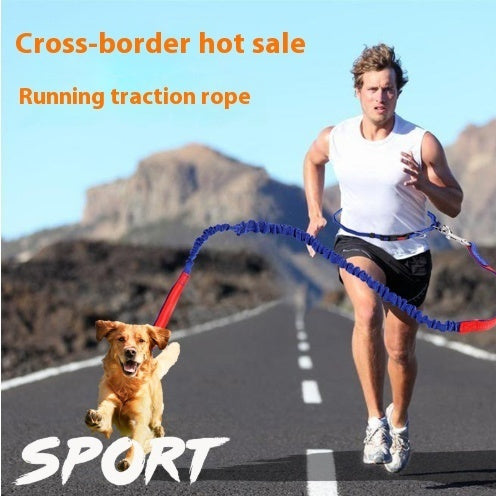 KFX-1932349 Adjustable Reflective Dog Running Belt with Elastic Leash for Small to Medium Dogs, Comfortable Nylon Traction Rope for Hands-Free Walking and Hiking