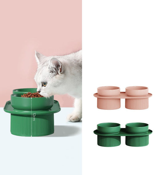 KFX-1934525 Ceramic Double Bowl for Cats and Dogs - Removable, Easy to Clean, Safe and Durable Design