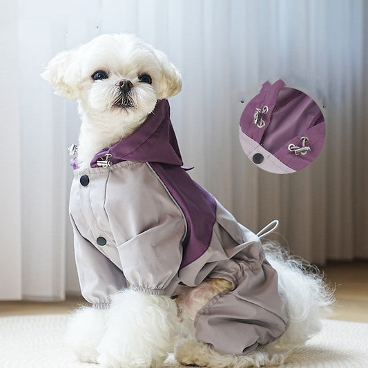 KFX-1935933 Stylish Pet Raincoat for Small and Medium Dogs - Waterproof Polyester, Multiple Colors Available