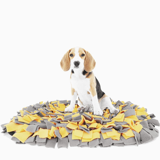 KFX-1939133 Pet Sniffing Mat for Training and Slow Feeding - Flannel Puzzle Blanket in Gray-Yellow, Black, Gray