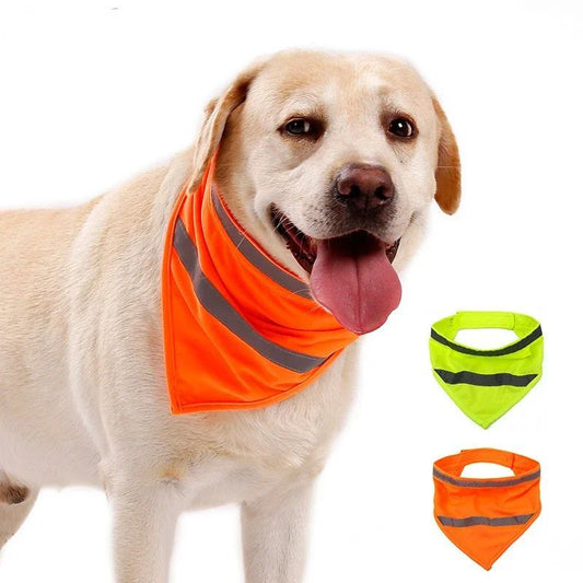 KFX-1941693 Reflective Dog Bandana in Bright Colors - Lightweight Polyester Scarf for Safety and Visibility