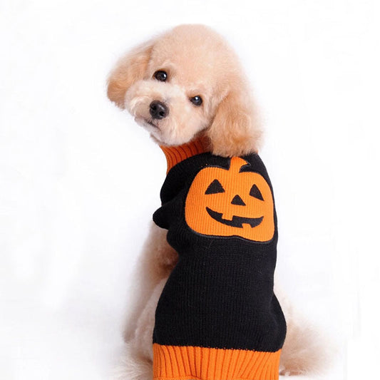 KFX-1947837 Cozy Pumpkin Sweater for Dogs - Halloween Pet Clothing in Various Sizes and Designs