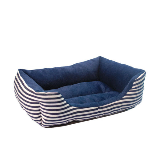 KFX-1965373 Retro Square Pet Nest Sofa with Classic Monochrome Stripes in Red and Blue, Available in Multiple Sizes