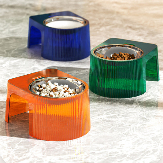 KFX-1967293 Geometric Stainless Steel Cat Bowl with Bracket - Multi-Color Options