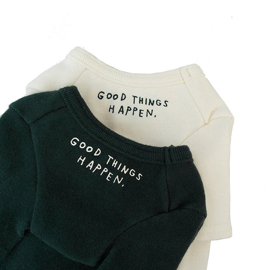 KFX-1967677 Simple Cotton T-Shirt for Pets in Dark Green and Beige, Available in Multiple Sizes