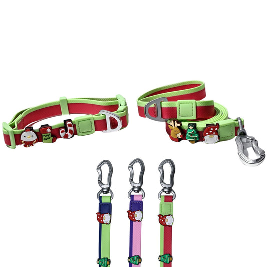 KFX-1976637 Dual-Color Embossed Dog Leash Set with 12 Customizable Accessories