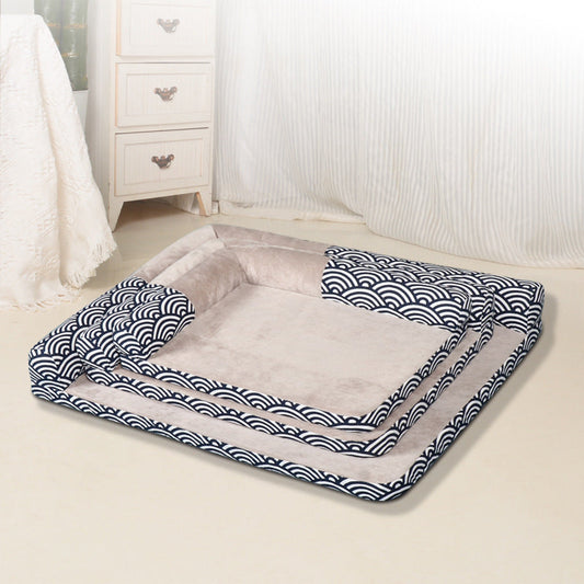 KFX-1992381 Four Seasons Pet Bed - Doghouse Sofa Mat in Wind Wave and Gray Arrow