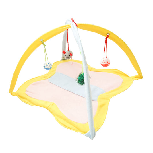 KFX-1998909 Funny Fleece Cat Stick Toy - Casual Yellow and Black Design for Playful Kitties