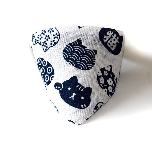 KFX-2007229 Geometric Triangle Dog Scarf & Cat Collar - Stylish Linen Accessory for Small Pets
