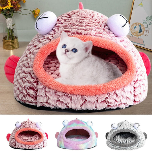KFX-2015421 Three-Dimensional Sponge Cat Nest with Soft Velvet Fabric - Small and Large Sizes Available