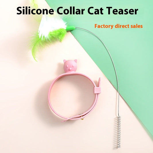 KFX-2028861 Multifunctional Feather Cat Teasing Stick - Fluorescent Green, Sky Blue, Pink