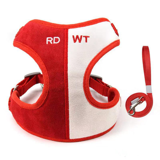 KFX-2029245 Soft Suede Vest-Style Chest Harness with Leash for Dogs