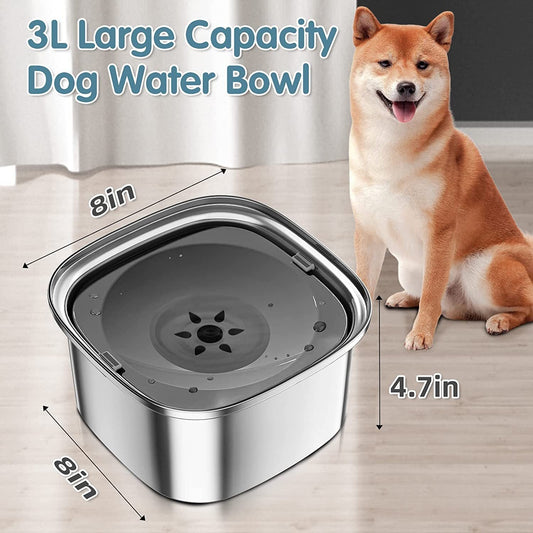 KFX-2042557 Large Capacity Pet Water Bowl - Stainless Steel with Floating Design in Various Colors