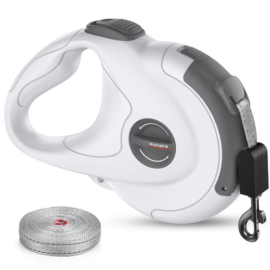 KFX-2047933 Retractable Reflective Dog Traction Belt - 4m Adjustable Pet Leash in Black or Off-White