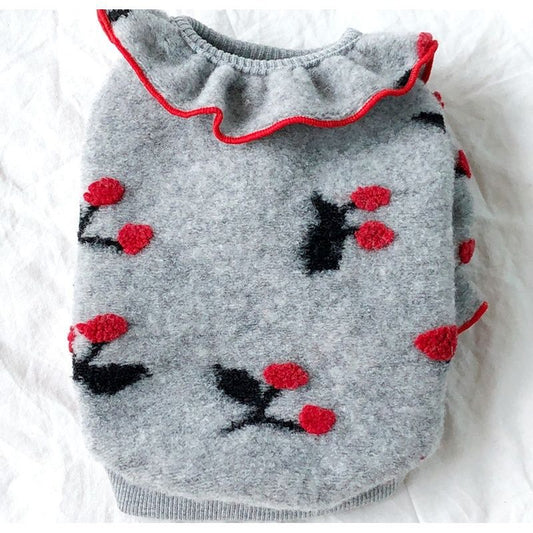 KFX-2052669 Cozy Gray Sweater for Small Pomeranian Puppies - Spring & Autumn Wear, Multiple Sizes Available