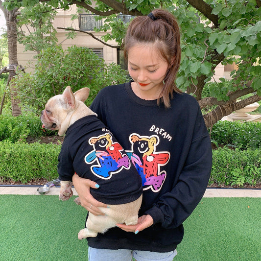 KFX-2067773 Soft Cotton Two-Legged Sweater for Cats and Small Dogs in Black, White, and Pink - Sizes S to 4XL
