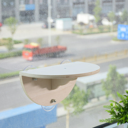 KFX-2076605 Wooden Suction Cup Cat Bed for Sunbathing and Relaxation - 29.5 x 19 x 14.5 cm