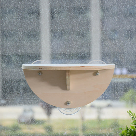 KFX-2076605 Wooden Suction Cup Cat Bed for Sunbathing and Relaxation - 29.5 x 19 x 14.5 cm