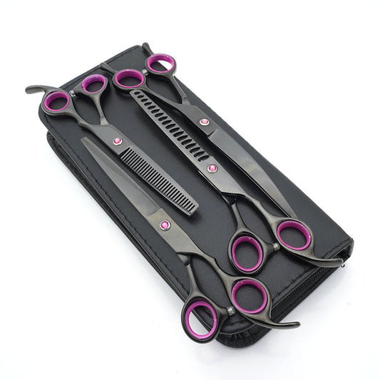 KFX-2076733 Pet Grooming Scissors Set - Portable Stainless Steel Tools for Dog Beauty Care
