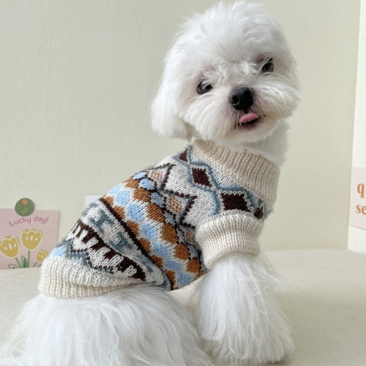KFX-2078909 Brown Faux Mink Cashmere Sweater for Pets - Stylish and Comfortable Knit Wear