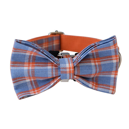 KFX-2082877 Stylish Orange Mesh Dog Collar with Alloy Buckle and Bow Accent